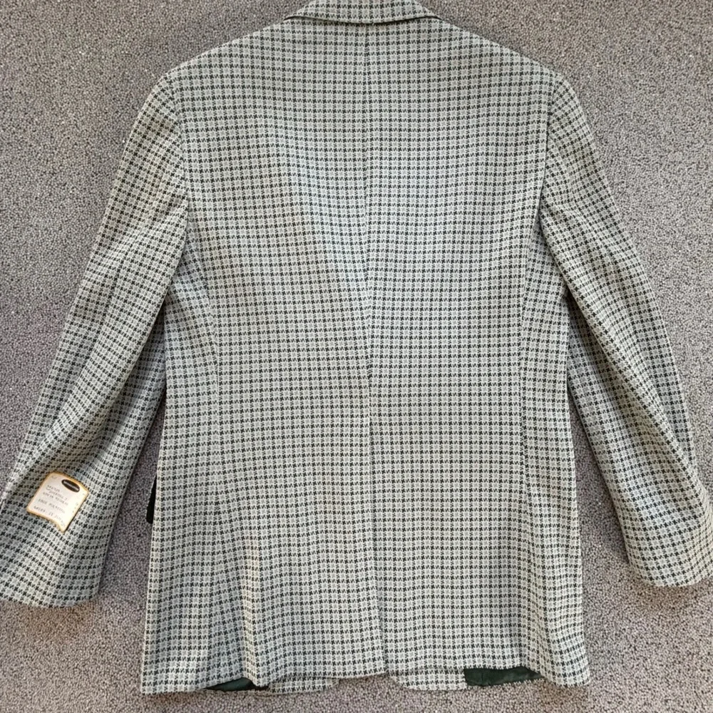 70s Deadstock NWT Michaels Stern Blazer 40R Green Houndstooth USA VTG Academia